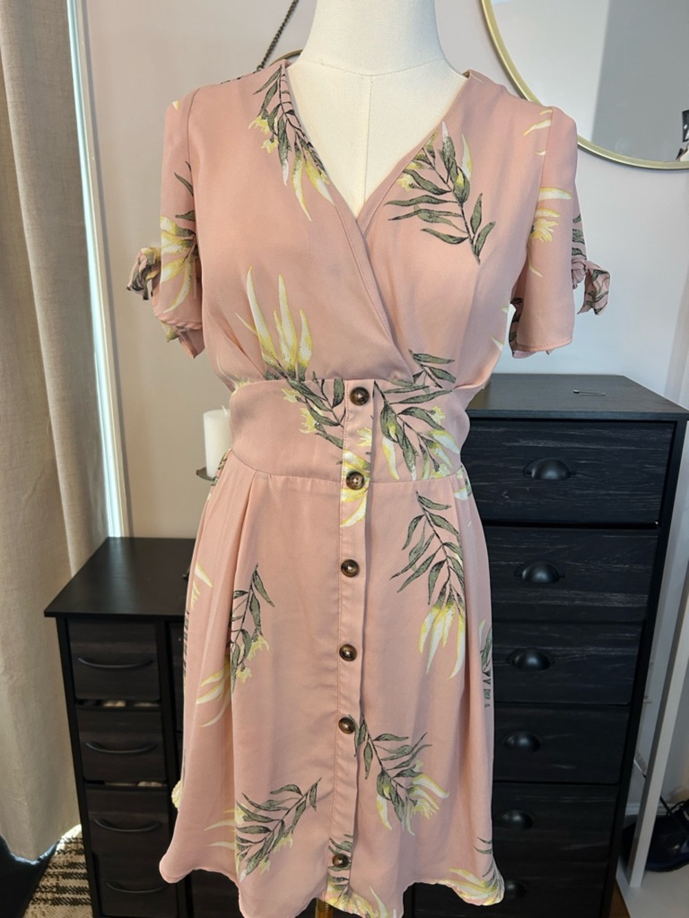 Women’s Sienna Sky Blush Pink Floral Mini Dress Size Small